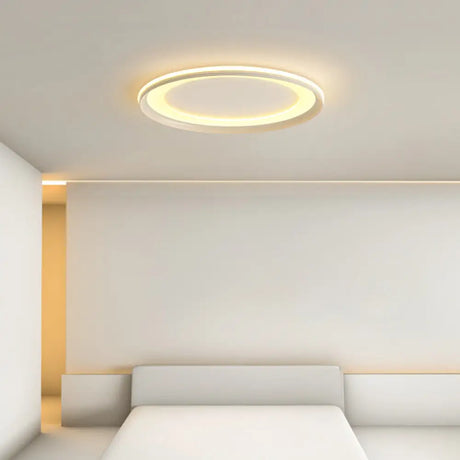 Circle Metal Shade Led Bedroom Flush Mount Ceiling Lamp - Minimalist Style White / Third Gear