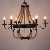 Circular Black Metal Ring Pendant Light With Rope Hanging - Industrial Ceiling Fixture 6 /