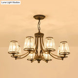 Circular Crystal Chandelier Lamp: Elegant Hanging Light For Bedrooms With Gold/Black Touches -