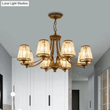 Circular Crystal Chandelier Lamp: Elegant Hanging Light For Bedrooms With Gold/Black Touches -