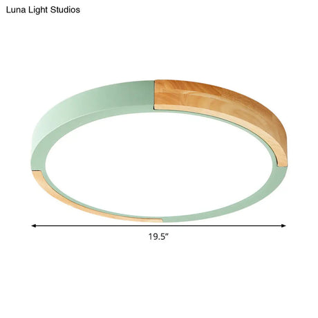 Circular Macaron Led Flush Mount Ceiling Light In 3 Colors And 2 Options 16’/19.5’ Wide