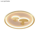 Circular Mushroom Baby Room Led Ceiling Lamp - 16’/19.5’ Dia White/Pink/Gold Options