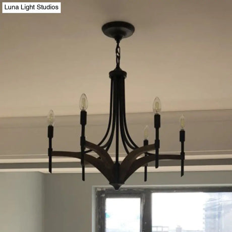 Classic 4-Light Metal Chandelier Candelabra In Black - Pendant Lighting For Living Room With/Without