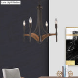 Classic 4-Light Metal Chandelier Candelabra In Black - Pendant Lighting For Living Room With/Without