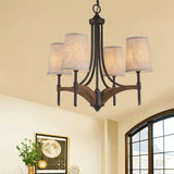 Classic 4-Light Metal Chandelier Candelabra In Black - Pendant Lighting For Living Room With/Without