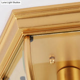 Classic Bedroom Charm: 1-Light Glass Shade Colonial Style Polyhedron Flush Mount Ceiling Light