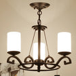 Classic Black Chandelier Light With Frosted Glass Shades - 3/6 Lights Ideal For Living Room Ceiling