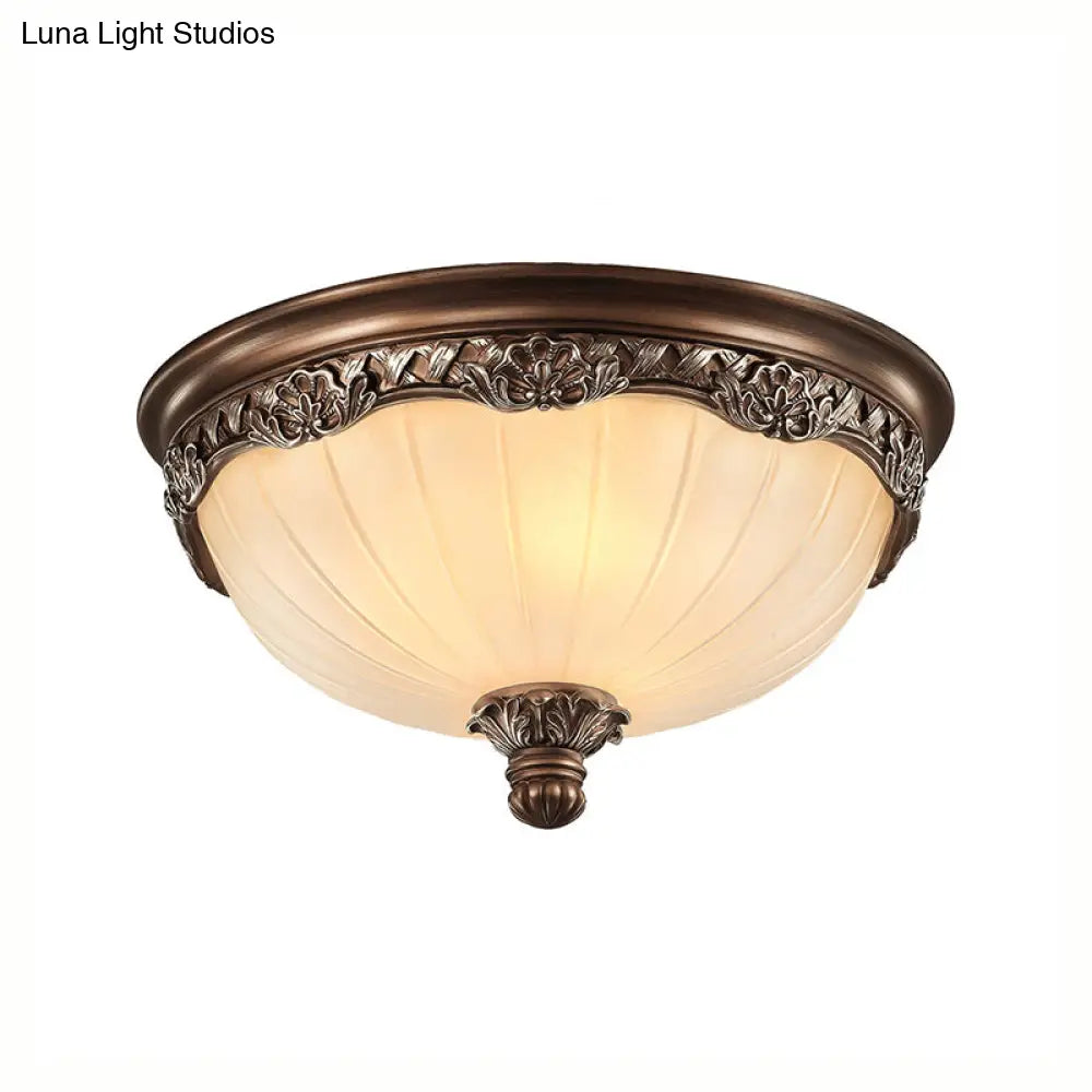Classic Black Flush Ceiling Light With Frosted Glass Shade - 3 Lights 14’/18’ Wide
