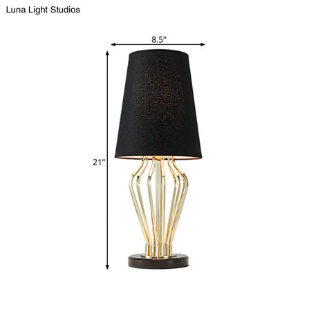Classic Black/White Table Lamp For Bedroom Barrel Shape Traditional Style 1 Light 8.5/12 Wide