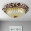 Classic Brown Pleated Flush Mount Ceiling Fixture 2/3 Light 13’/17’/19.5’ Wide / 13’