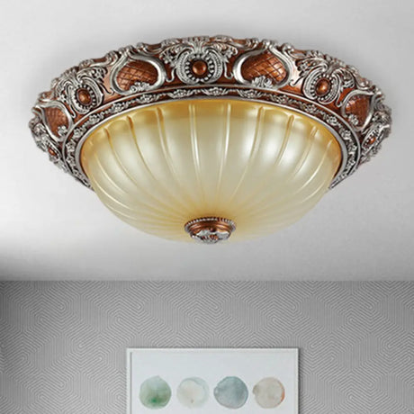Classic Brown Pleated Flush Mount Ceiling Fixture 2/3 Light 13’/17’/19.5’ Wide / 13’