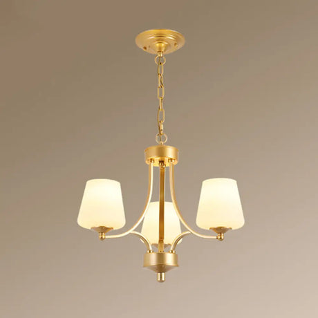 Classic Cream Glass Chandelier Pendant Light For Dining Rooms 3 / Gold