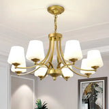 Classic Cream Glass Chandelier Pendant Light For Dining Rooms 8 / Gold
