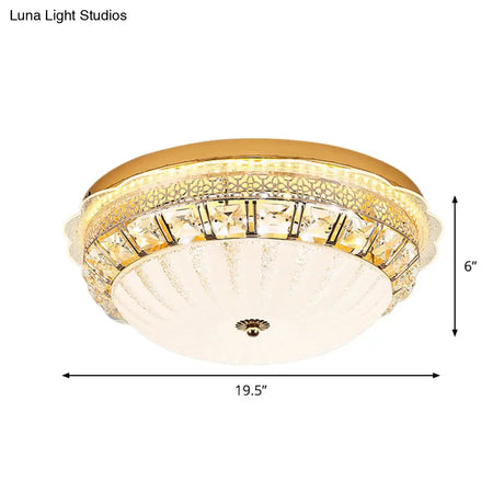 Classic Crystal Bowl Flush Ceiling Light - Led Mount Fixture White 16’/19.5’ Wide Bedroom Lighting