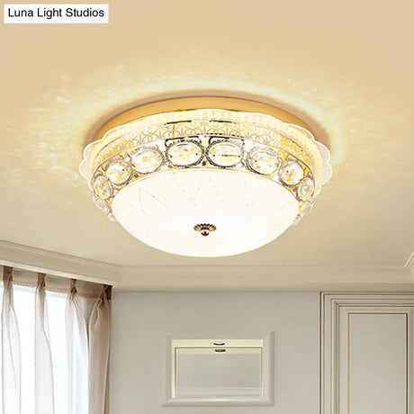 Classic Crystal Bowl Flush Ceiling Light - Led Mount Fixture White 16’/19.5’ Wide Bedroom Lighting