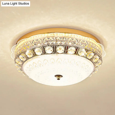 Classic Crystal Bowl Flush Ceiling Light - Led Mount Fixture White 16’/19.5’ Wide Bedroom Lighting