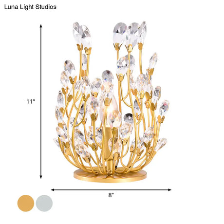 Classic Crystal Drop Table Nightstand Light For Living Room - Silver/Gold Finish 1-Light