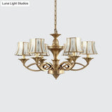 Classic Curved Frosted Glass Chandelier Light In Polished Brass - 5/6/8 Lights Small/Medium/Large