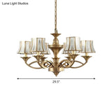 Classic Curved Frosted Glass Chandelier Light In Polished Brass - 5/6/8 Lights Small/Medium/Large