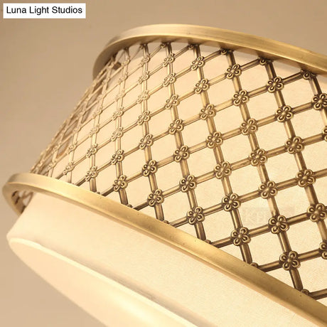 Classic Drum Metal Flush Mount Lamp Brass Finish 4/5 Lights 16’/19.5’ Wide Living Room Ceiling