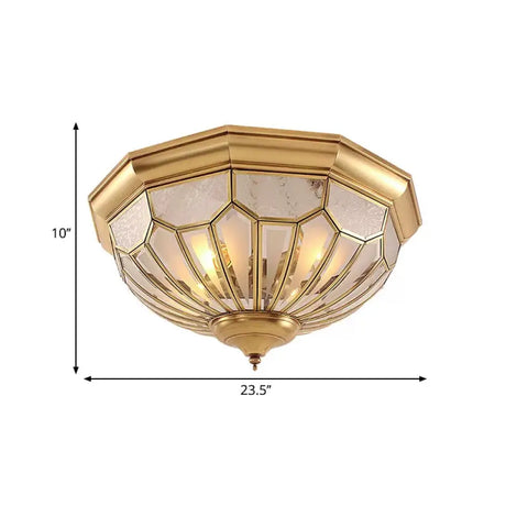 Classic Gold Bedroom Flush Mount Lamp With Frosted Glass Shade And Multiple Lights (18/21/23.5)