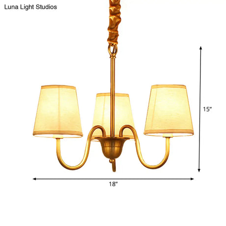 Classic Gold Metal Chandelier With Tapered Fabric Shade - Available In 3 6 Or 8 Lights