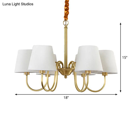 Classic Gold Metal Chandelier With Tapered Fabric Shade - Available In 3 6 Or 8 Lights