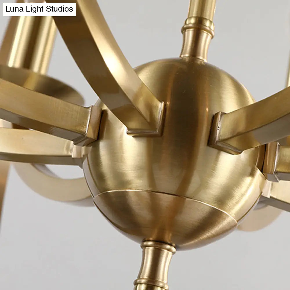 Classic Gold Pendant Chandelier - 8-Light Metal Hanging Light For Living Room