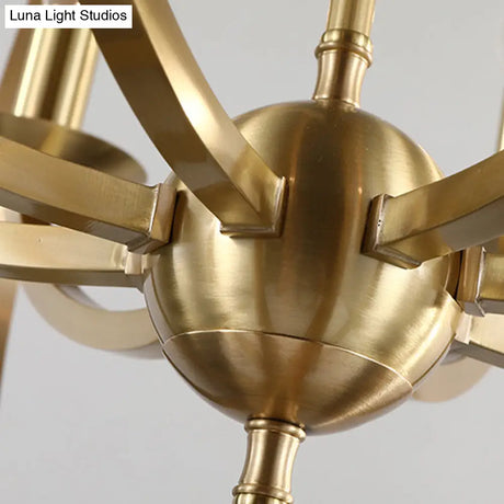 Classic Gold Pendant Chandelier - 8-Light Metal Hanging Light For Living Room