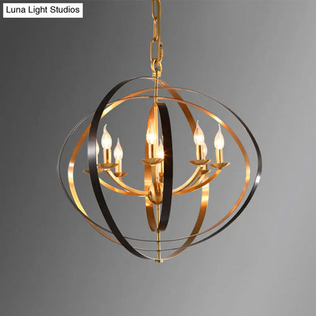 Classic Gold Pendant Chandelier - 8-Light Metal Hanging Light For Living Room