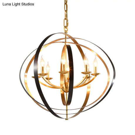 Classic Gold Pendant Chandelier - 8-Light Metal Hanging Light For Living Room