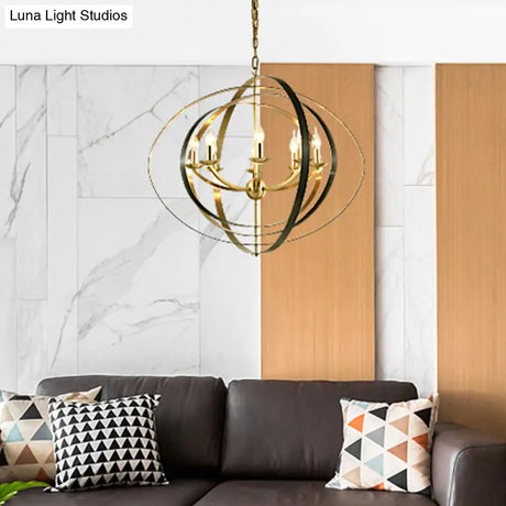 Classic Gold Pendant Chandelier - 8-Light Metal Hanging Light For Living Room