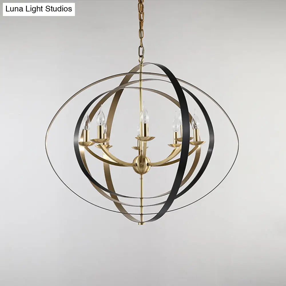 Classic Gold Pendant Chandelier - 8-Light Metal Hanging Light For Living Room