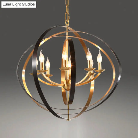 Classic Gold Pendant Chandelier - 8-Light Metal Hanging Light For Living Room