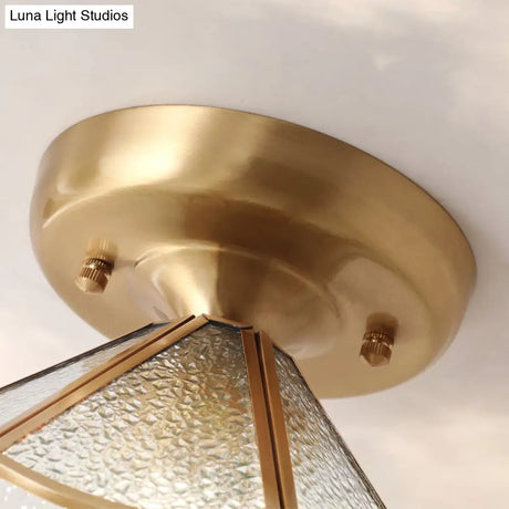 Classic Scalloped Glass Ceiling Flush Mount In Brass - Timeless Elegance For Your