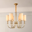Classic White Cylindrical Pendant Chandelier - 6 Lights Fabric Shade Perfect For Living Room