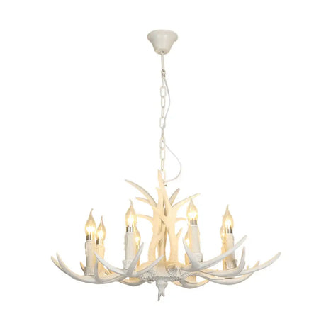Classic White Deer Horn Resin Chandelier Pendant Light For Living Room 8 /