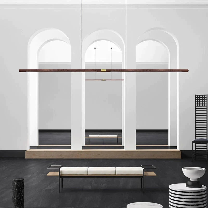Claudo Linear Nordic Black Walnut LED Solid Wood Pendant Lights pendant Light