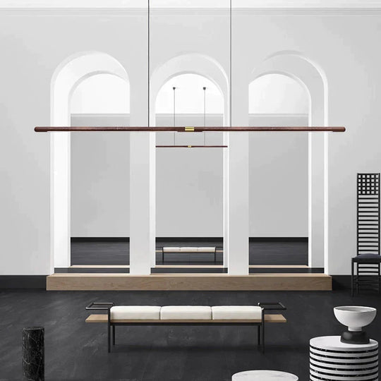 Claudo Linear Nordic Black Walnut LED Solid Wood Pendant Lights pendant Light