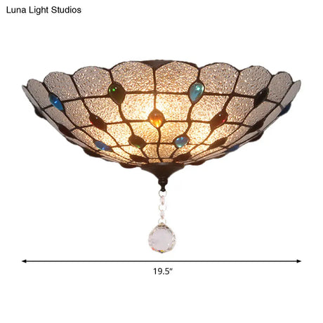 Clear Bubble Glass Flush Mount Tiffany Ceiling Lighting – Jeweled 2/3/4 Lights Ideal For Dining