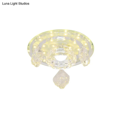 Clear Crystal Led Ceiling Light For Modernist Foyer - Flush Mount Fixture