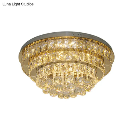 Clear Crystal Led Ceiling Light With Stainless Steel Finish