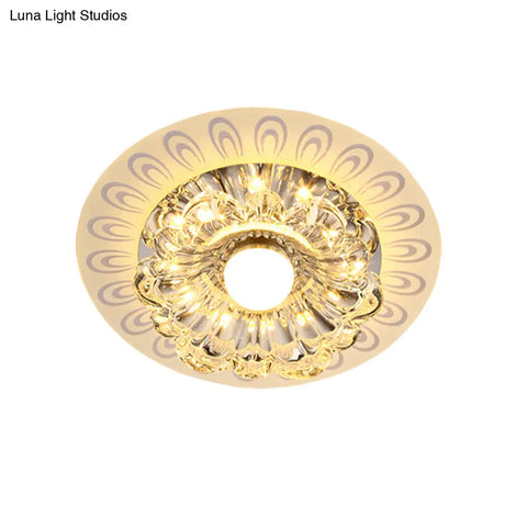 Clear Crystal Led Flush Mount Ceiling Lamp In Warm/White Light - Modernistic Bloom