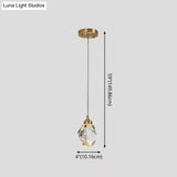 Clear Crystal Led Pendant Light For Dining Room - Elegant Stone Shape Design
