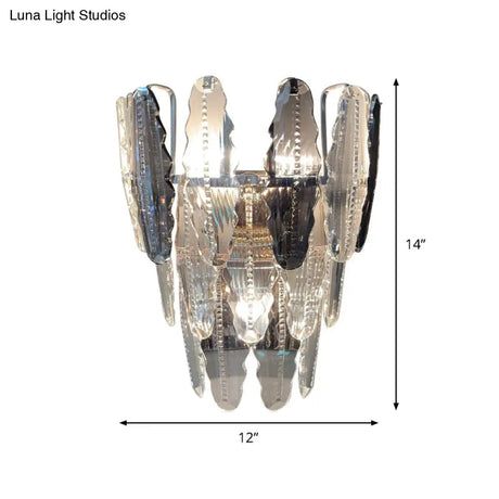 Clear Crystal Wall Sconce With Three Tapered Lights - Modern Mount Fixture