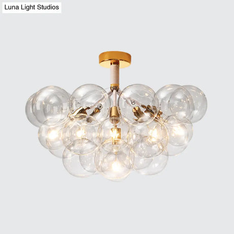 Clear Glass Bubble Ceiling Light For Child’s Bedroom Or Hallway - Simple Semi - Flush Mount Design