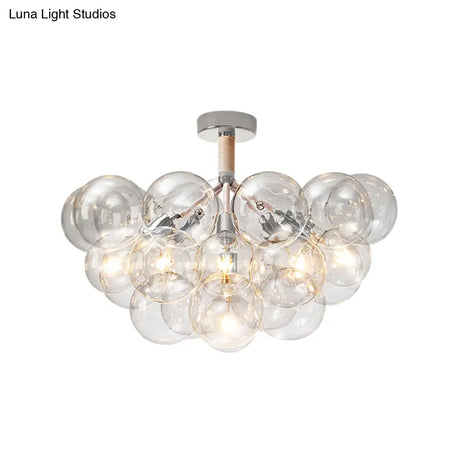 Clear Glass Bubble Ceiling Light For Child’s Bedroom Or Hallway - Simple Semi - Flush Mount Design