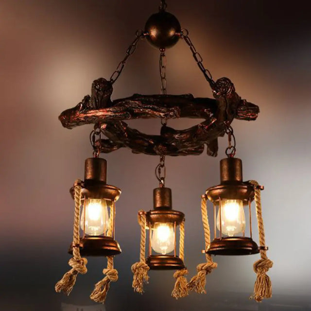 Clear Glass Vintage Style Kerosene Chandelier - 3/7-Light Bronze Pendant For Dining Room Lighting 3