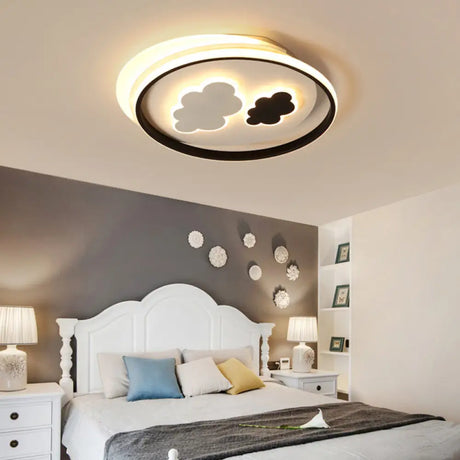 Cloud Ceiling Lamp: Black & White Cartoon Acrylic Led Light For Kindergarten / Warm