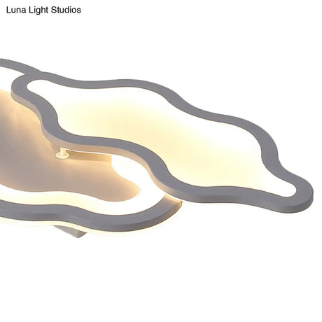 Cloud-Themed Ceiling Light Fixture For Kindergarten - Grey Flush Mount Acrylic Design